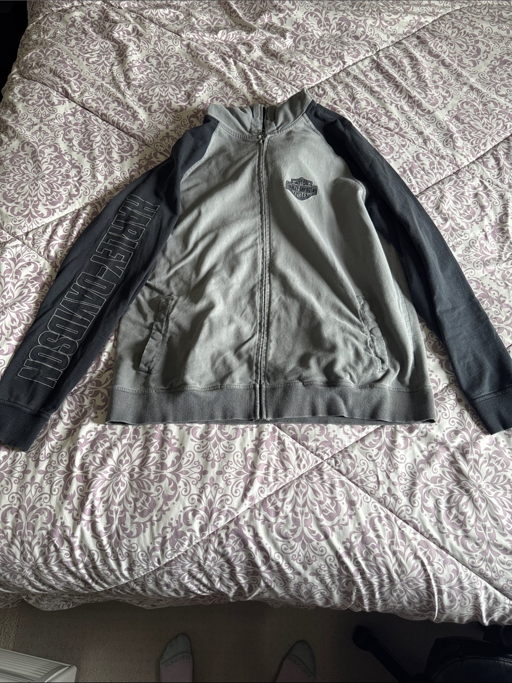 Harley-Davidson Two-Tone Gray & Black Zip Jacket